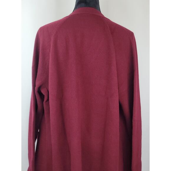 Revive Cashmere Women's Merlot Wool Cashmere Raglan Midi Cardigan Sweater L - Picture 5 of 10
